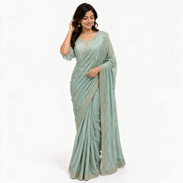 Pastel_Mint_Green_Soft_Korean_Silk_Saree_For_Women