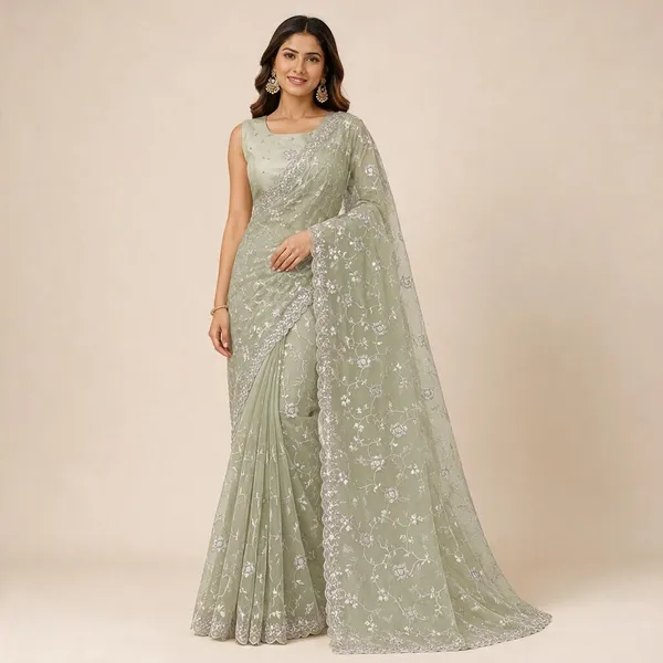 Pista_Green_Jaal_Work_Chiffon_Saree_For_Women