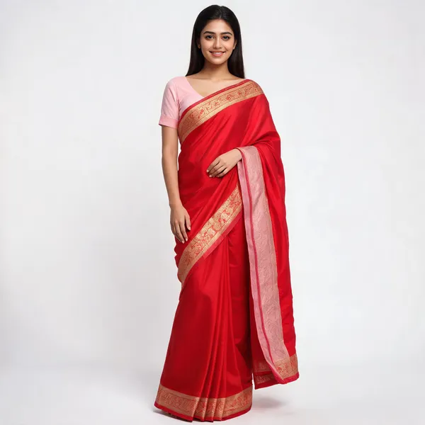 White_and_Pink_Figured_Printed_Saree_for_Women