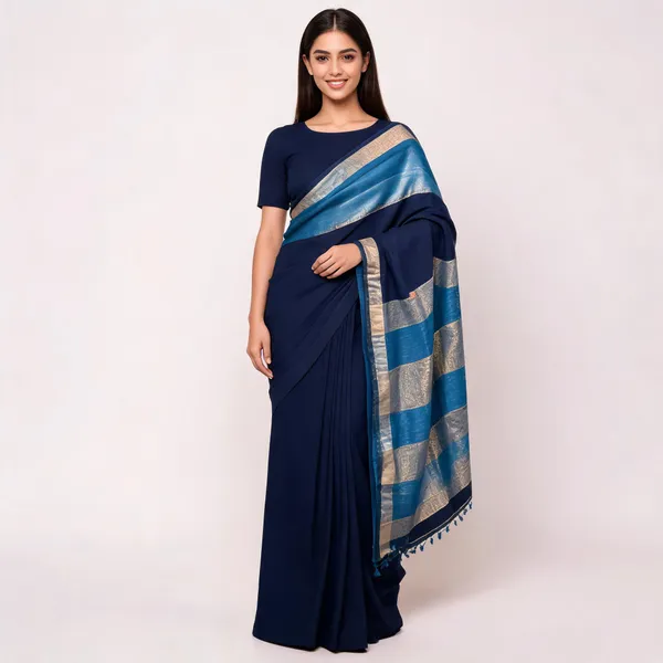 Navy_Blue_Handloom_Saree_For_Women