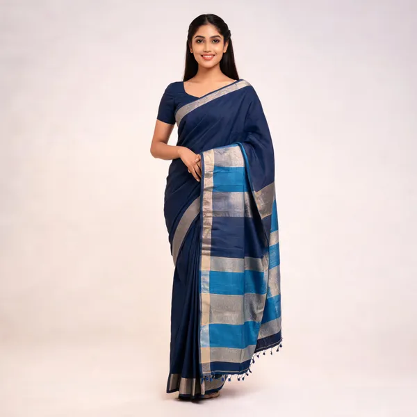 Navy_Blue_Handloom_Saree_For_Women