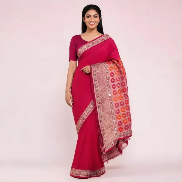 Pink_Orange_Saree_with_handwork_for_Women