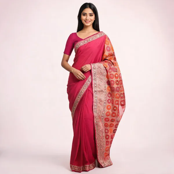 Pink_Orange_Saree_with_handwork_for_Women