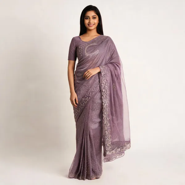 Organza_Saree_diamond_work_Party_Wear_for_Women