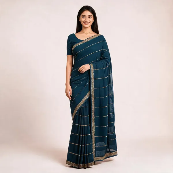 Blue_Georgette_Party_Wear_Saree_For_Women