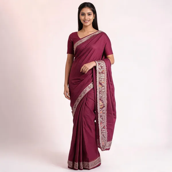 Magenta_Handwork_Saree_For_Women