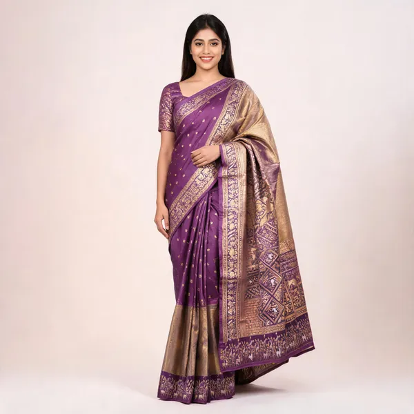 Purple_and_Light_Golden_Kalamkari_Silk_Saree_for_Women