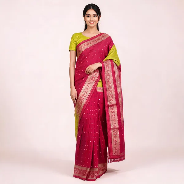 Magenta_Green_Woven_Saree_For_Women