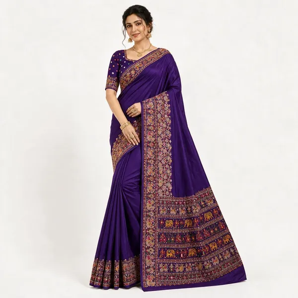Purple_Traditional_Work_Saree_For_Women