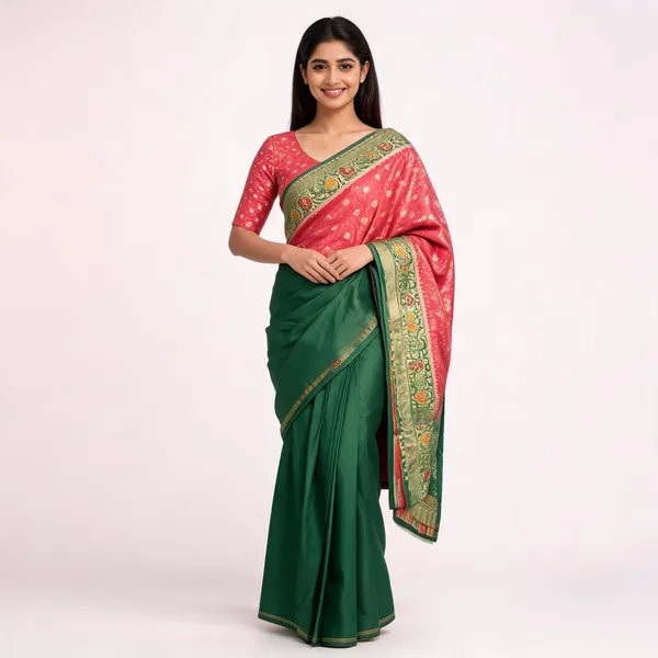 Green_And_Pink_Silk_Saree_for_Women