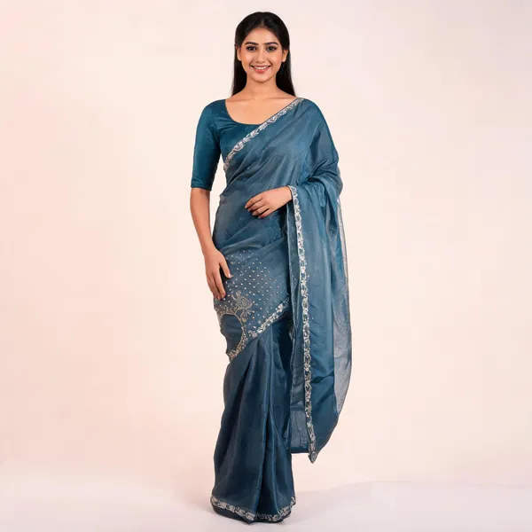 Aqua_Blue_Saree_for_Women