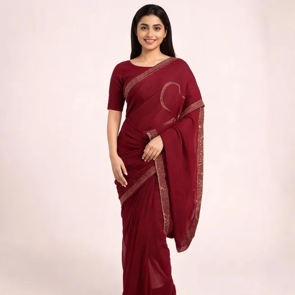 Maroon_Chiffon_Saree_for_Women