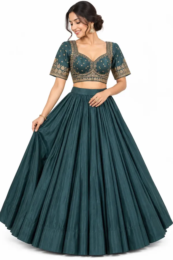 Teal_Grey_Blouse_For_Women