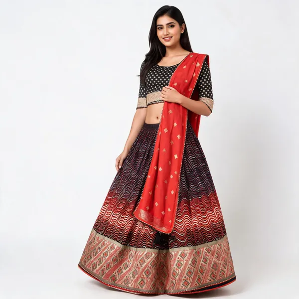 Red_Black_Printed_Unstitched_Chaniya_Choli_For_Women