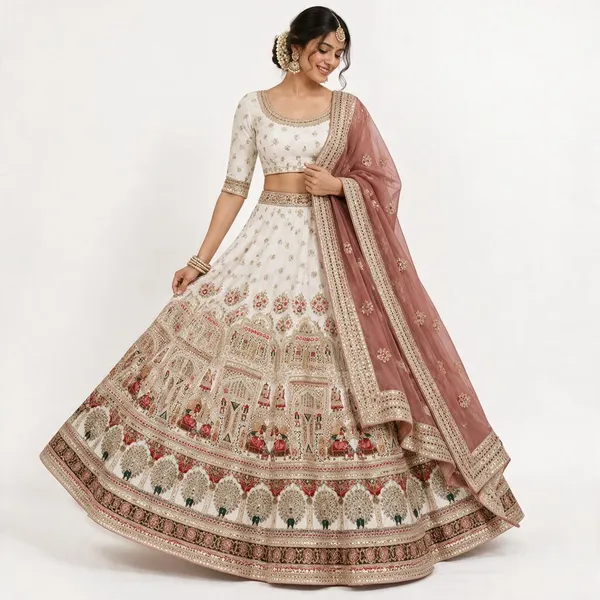 Bridal_White_Printed_Unstitched_Lehenga_Choli_For_Women