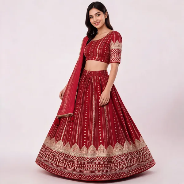 Red_Unstitched_Lehenga_Choli_for_Women