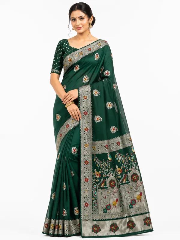 Green_Satin_Silk_Handwork_Saree_for_Women