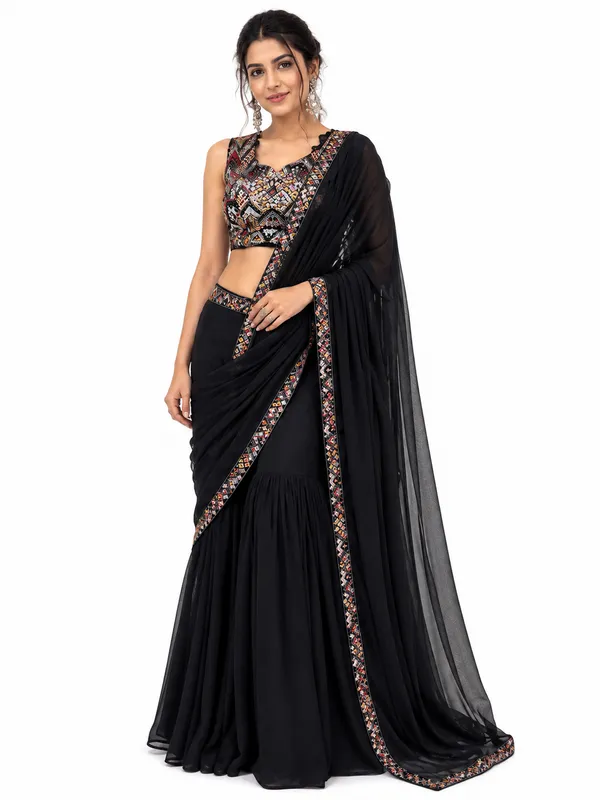 Indo_Western_Saree_With_Blouse_work_for_Women