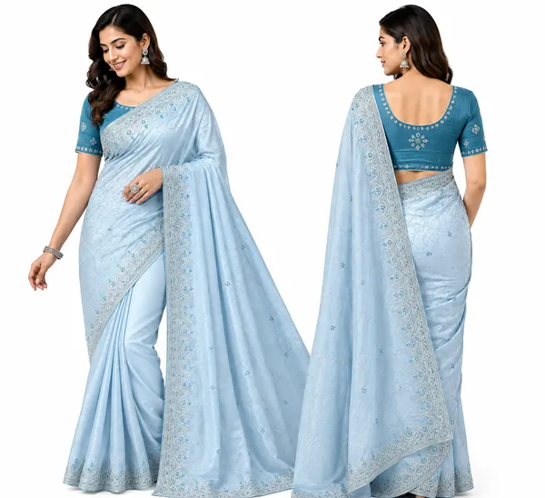 Blue_Embroidered_Party_Wear_Saree_For_Women