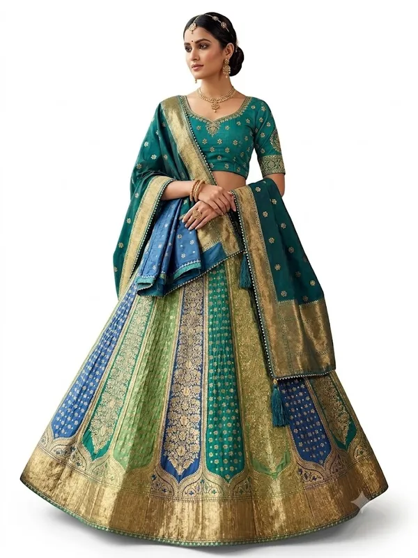Teal_Green_And_Blue_Chaniya_Choli_For_Women
