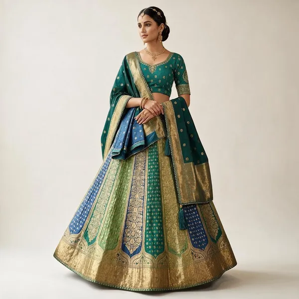 Teal_Green_And_Blue_Chaniya_Choli_For_Women