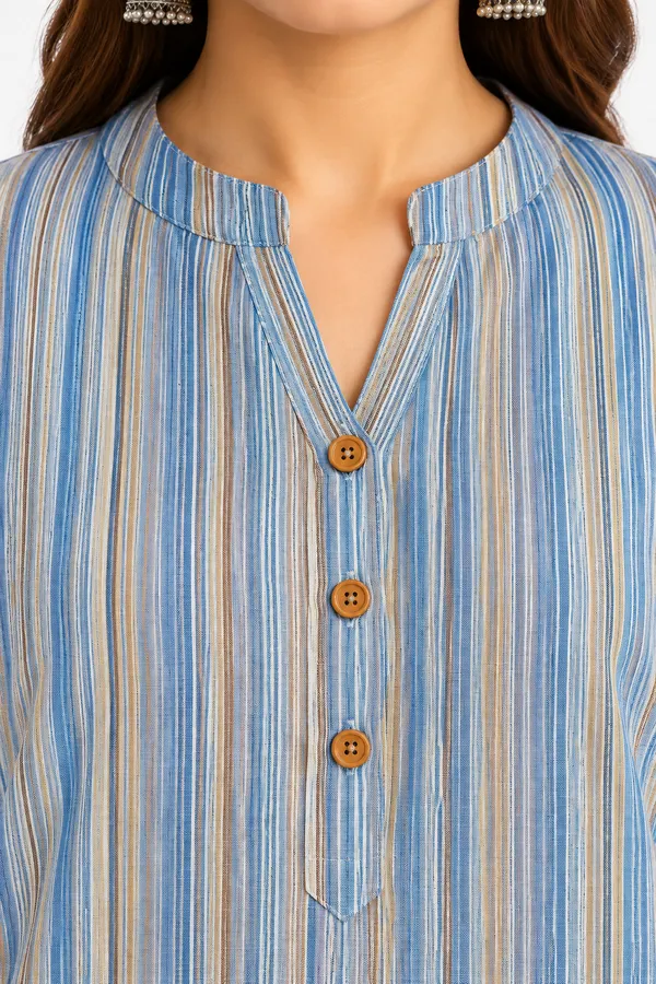 LA_QAYARA_Women's_Blue_Multicolor_Striped_Straight_Kurta_with_Printed_Jogger_Pants_Co-Ord_Set