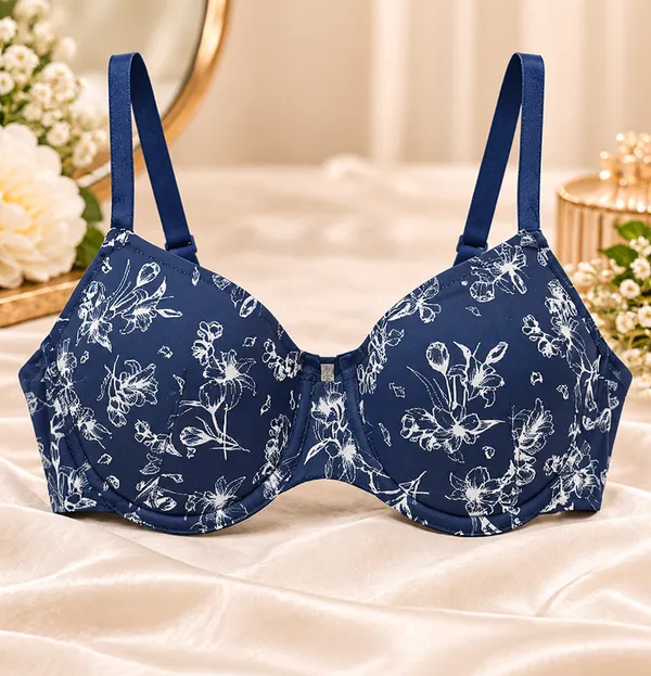 LA_QAYARA_Women's_Navy_Blue_Floral_Printed_Bra_with_Adjustable_Straps