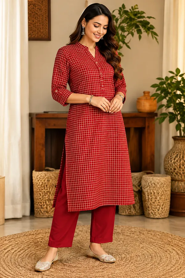 LA_QAYARA_Women's_Red_Checked_Printed_Straight_Kurta_with_Trousers____________Is_this_conversation_helpful_so_far?