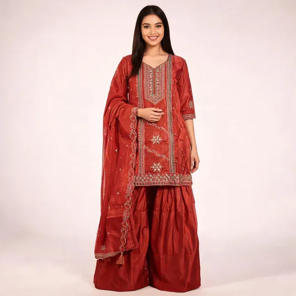 Maroon_Silk_Kurta_Set_For_Women