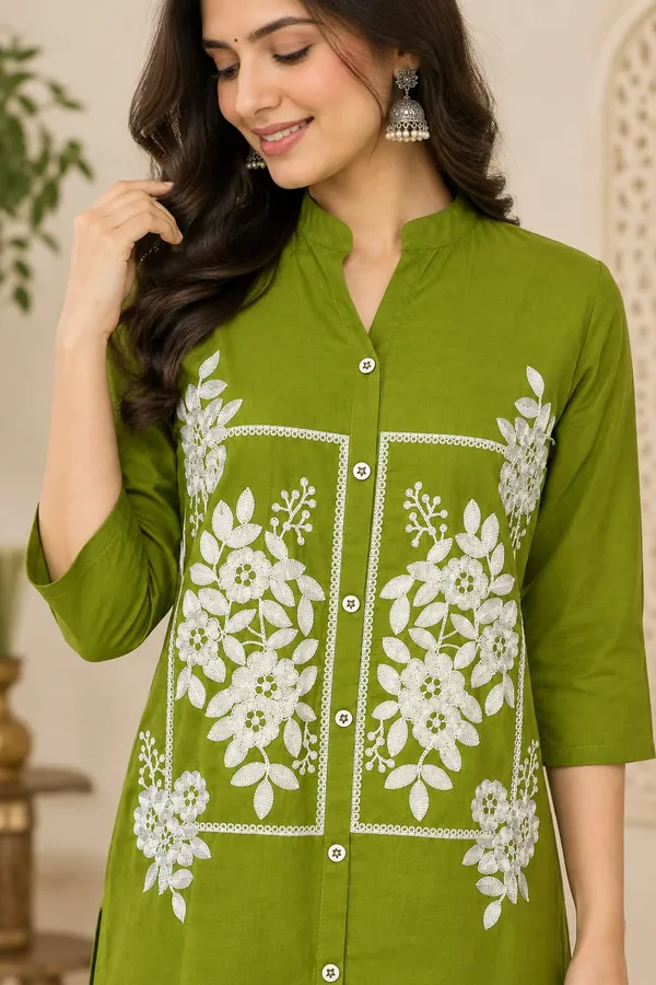 Green_Cotton_Kurta_Co-Ords_Set_For_Women
