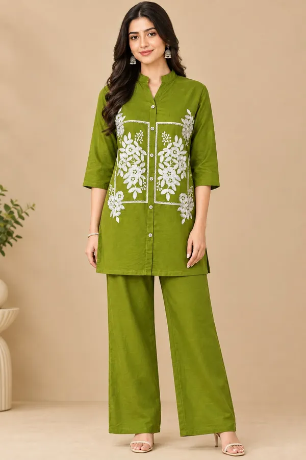 Green_Cotton_Kurta_Co-Ords_Set_For_Women