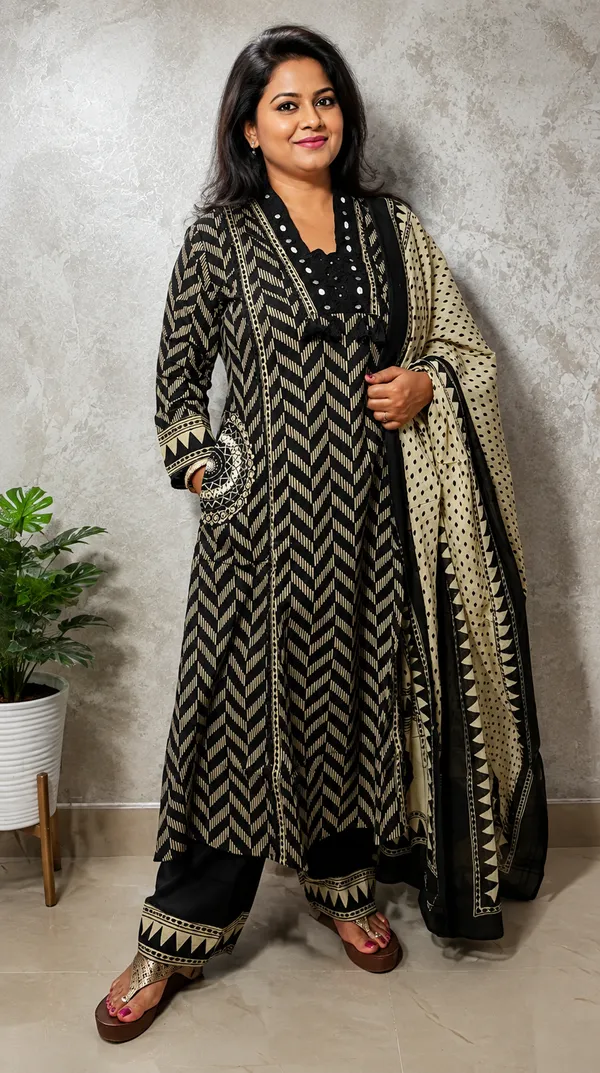 Black_Printed_Straight_Kurta_Set_With_Dupatta_for_Women