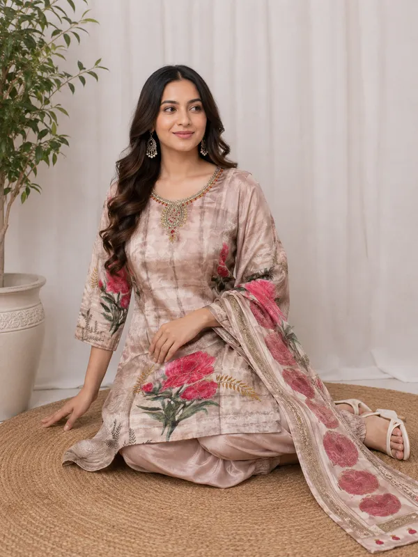 Beige_Crepe_Kurta_Set_For_Women