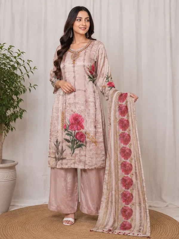 Beige_Crepe_Kurta_Set_For_Women