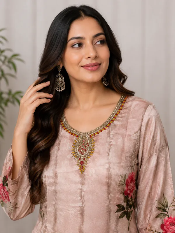 Beige_Crepe_Kurta_Set_For_Women