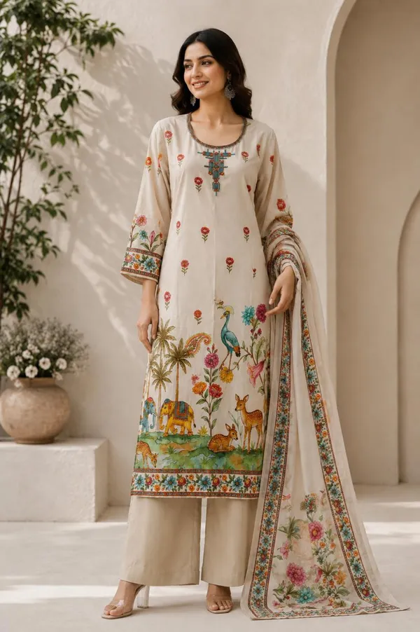 Beige_Cotton_Kurta_Set_For_Women