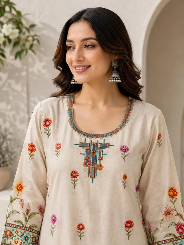 Beige_Cotton_Kurta_Set_For_Women