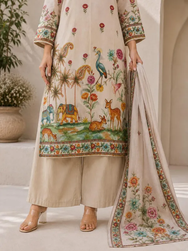 Beige_Cotton_Kurta_Set_For_Women
