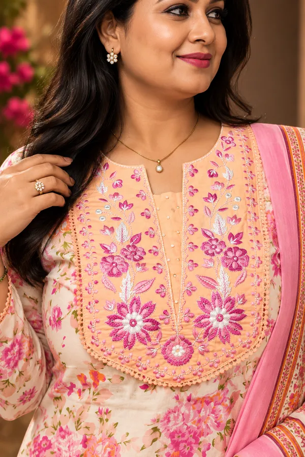 Peach_color_straight_kurta_set