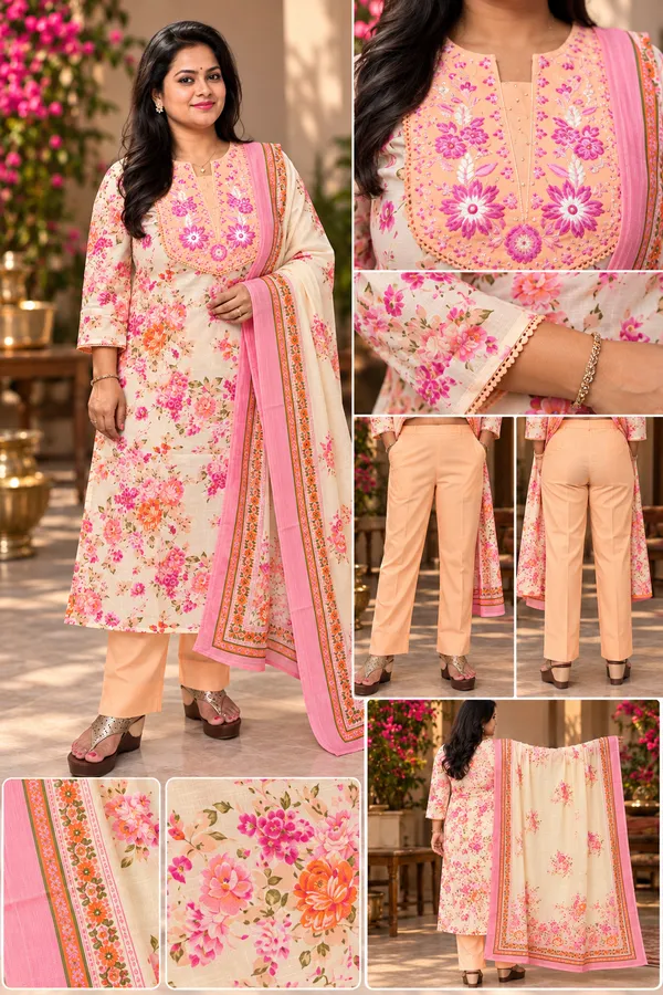 Peach_color_straight_kurta_set