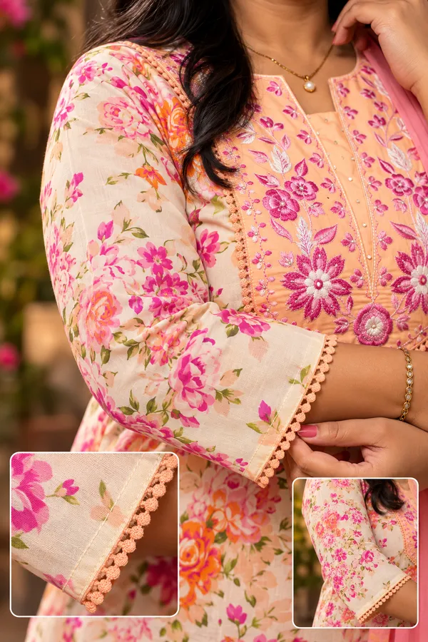 Peach_color_straight_kurta_set