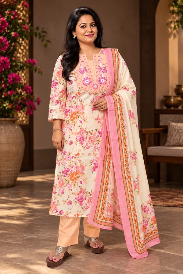 Peach_color_straight_kurta_set