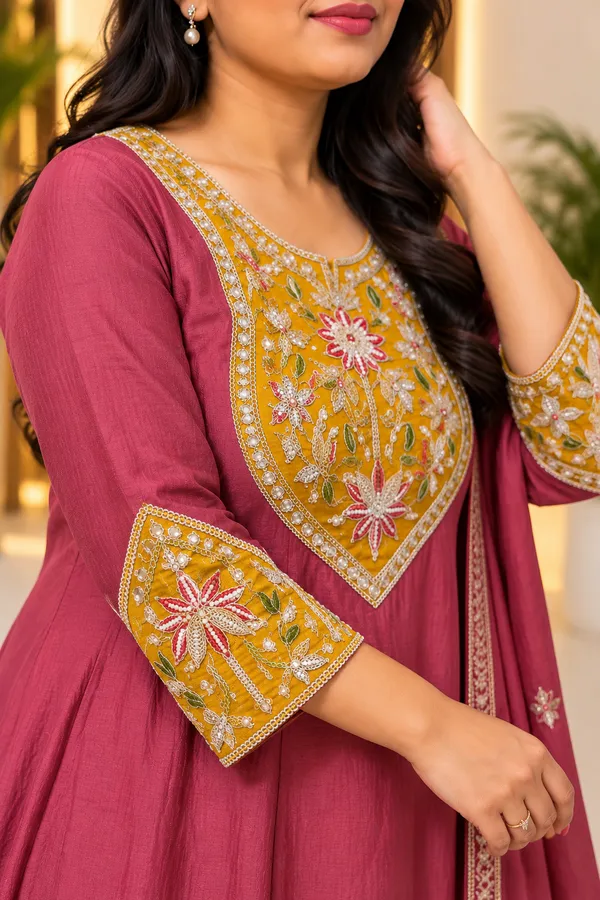Pure_Slub_Mul_Chanderi_Aline_suit_with_Embroidery
