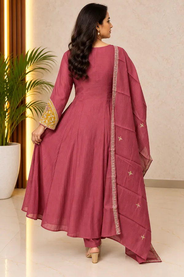 Pure_Slub_Mul_Chanderi_Aline_suit_with_Embroidery