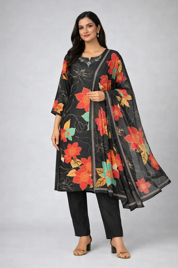 Multicolor_60%_Rayon_40%_Cotton_Kurta_Set_For_Women