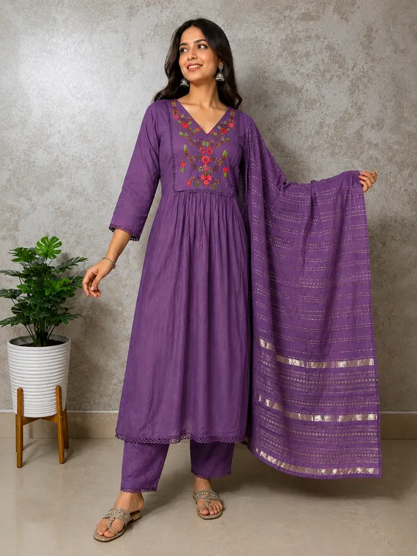 Purple_Mul_Cotton_With_Lining_Kurta_Set_For_Women