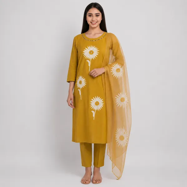 Mustard_Cotton_Kurta_Set_For_Women