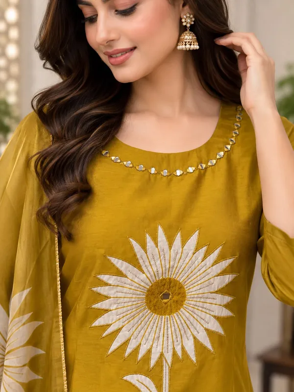 Mustard_Roman_silk_Hand_work_Kurta_Set_with_Digital_Dupatta