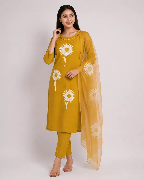 Mustard_Cotton_Kurta_Set_For_Women