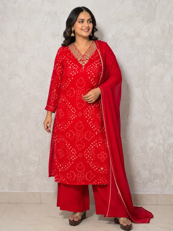Red_Georgette_With_Cotton_Lining_Kurta_Set_For_Women